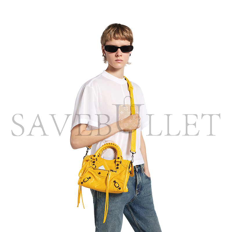 BALENCIAGA WOMEN'S LE CITY BAG MINI IN MARGE YELLOW 8657632ACFH7014 (24*16*9cm)